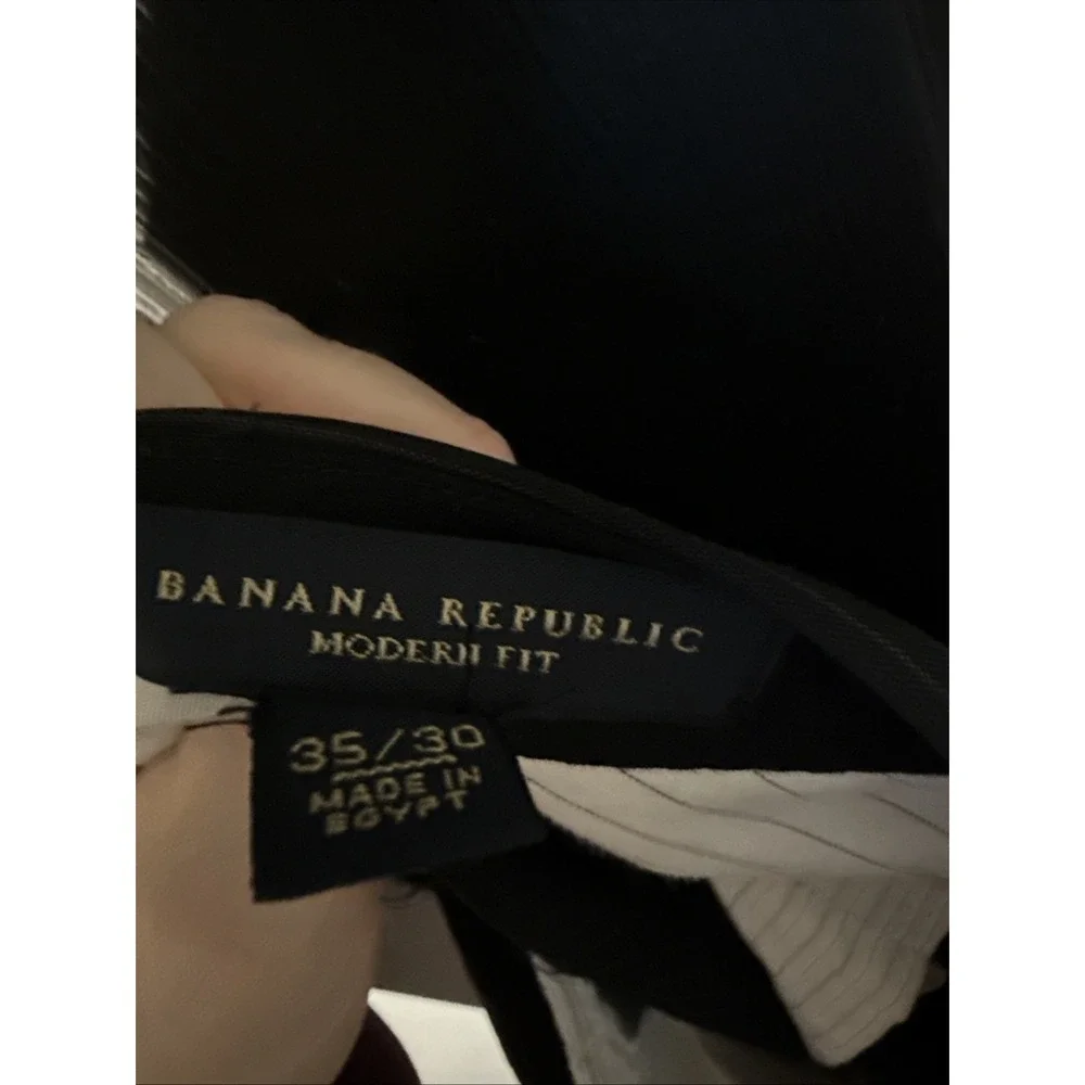 Banana Republic Tailored Fit Wool Dress Pants Men's 35x30‎ Gray Striped Charcoal